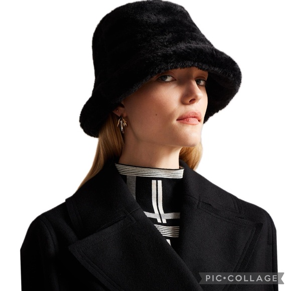 Vintage 90’s-Y2K Black Plush Faux Fur Wide Brim Bucket Hat Buttery Soft - Picture 17 of 17